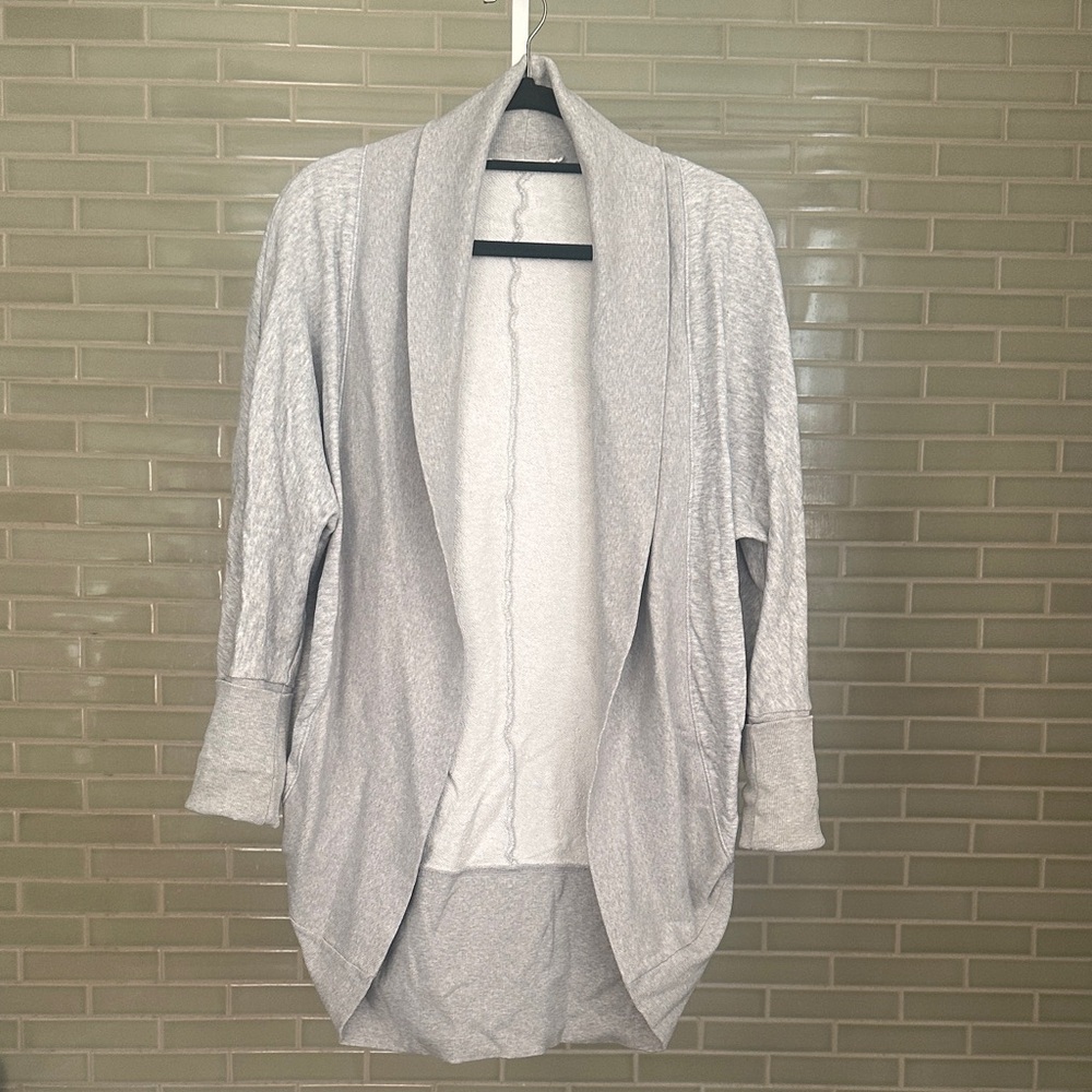 Cozy Gray Open Front Sweatshirt